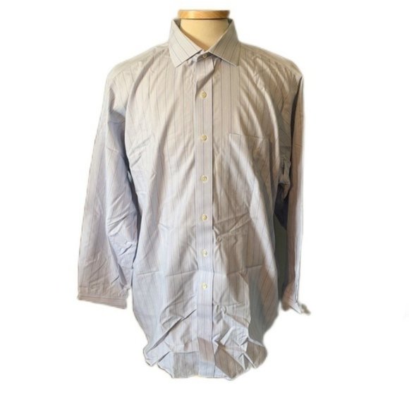 Brooks Brothers 17 x 34 Red White and Blue Stripe Button Front Shirt - Picture 1 of 4